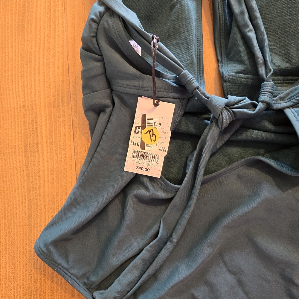 Teal Halter One-Piece Swimsuit - Picture 2 of 4